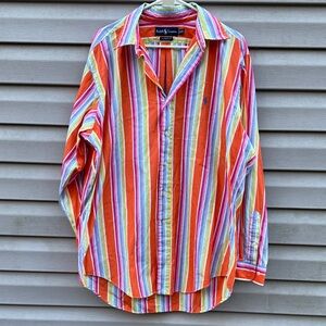 Ralph Lauren | Mens Stripe Button Down Long Sleeve Dress Shirt Rainbow Colorful